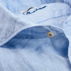 Stenströms Shirts | Sky Blue Linen Cutaway Fitted Body Shirt