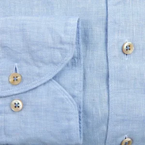 Stenströms Shirts | Sky Blue Linen Cutaway Fitted Body Shirt