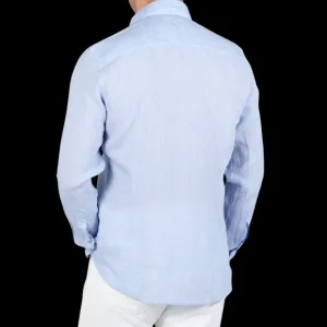 Stenströms Shirts | Sky Blue Linen Cutaway Slimline Shirt