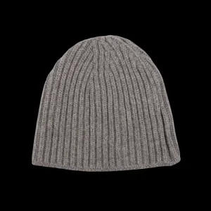 William Lockie Beanies | Smog Grey Cashmere Ribbed Short Beanie