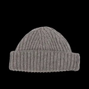 William Lockie Beanies | Smog Grey Cashmere Ribbed Short Beanie