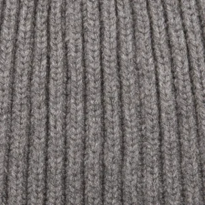 William Lockie Beanies | Smog Grey Cashmere Ribbed Short Beanie