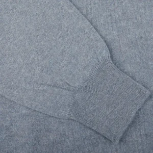 Gran Sasso Sweaters | Steel Blue Cashmere 1/4 Zip Sweater