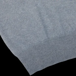 Gran Sasso Knitwear | Steel Blue Cashmere 1/4 Zip Sweater