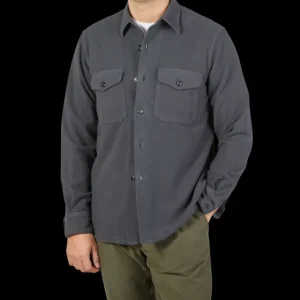 Aspesi Outerwear | Steel Grey Cotton Moleskin Overshirt