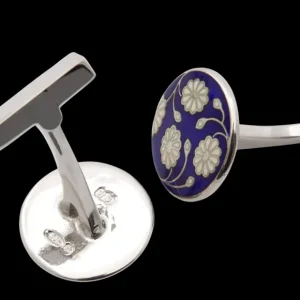 Codis Maya Jewellery | Sterling Silver Navy Daisy Cufflinks