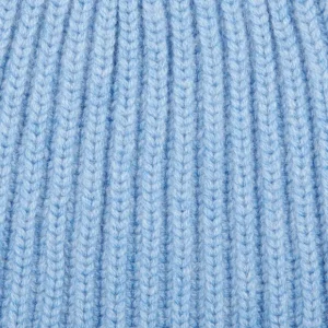 William Lockie Beanies | Suez Blue Cashmere Ribbed Short Beanie