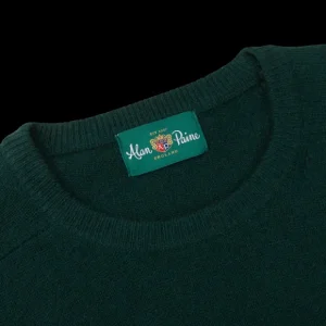 Alan Paine Knitwear | Tartan Green Lambswool Crew Neck