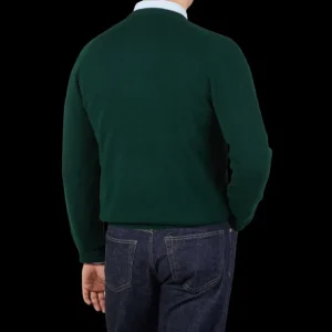 Alan Paine Sweaters | Tartan Green Lambswool Crew Neck