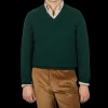 Alan Paine Sweaters | Tartan Green Lambswool V-Neck