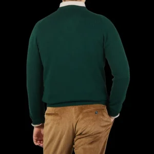 Alan Paine Knitwear | Tartan Green Lambswool V-Neck