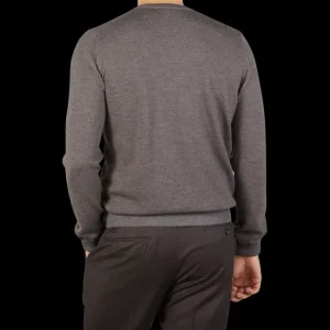 Gran Sasso Knitwear | Taupe Beige Bicolour Merino Wool Crewneck