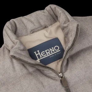 Herno Gilets | Taupe Beige Cashmere Silk Padded Gilet