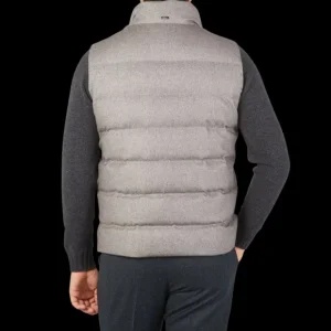 Herno Gilets | Taupe Beige Cashmere Silk Padded Gilet