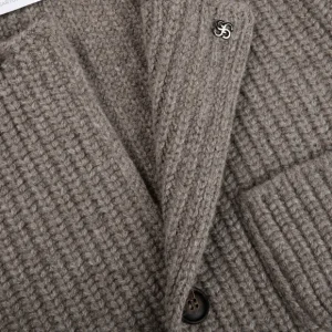 Gran Sasso Knitwear | Taupe Beige Chunky Knitted Wool Cardigan