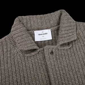 Gran Sasso Knitwear | Taupe Beige Chunky Knitted Wool Cardigan