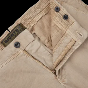 Incotex Trousers | Taupe Beige Cotton Stretch Slacks Chinos