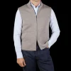 Maurizio Baldassari Gilets | Taupe Beige Knitted Virgin Wool Gilet