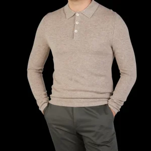 Stenströms Polo Shirts | Taupe Beige Pure Cashmere Polo Shirt