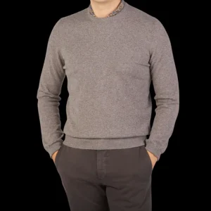 Gran Sasso Knitwear | Taupe Beige Pure Cashmere Crewneck