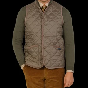 Lavenham Outerwear | Taupe Beige Technical Nylon Thornham Gilet