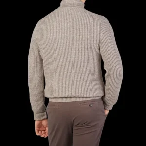 Gran Sasso Knitwear | Taupe Beige Wool Blend Chunky Rollneck