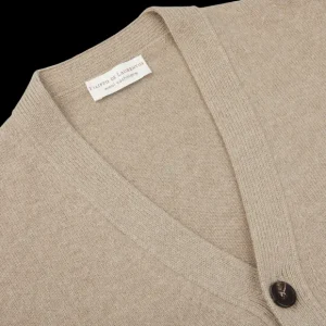 Filippo de Laurentiis Cardigans | Taupe Beige Wool Cashmere Button Cardigan