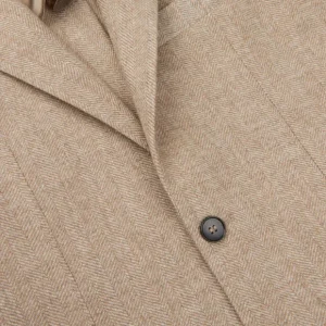 Studio 73 Blazers | Taupe Beige Wool Herringbone Blazer