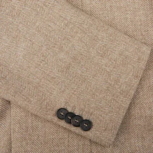 Studio 73 Blazers | Taupe Beige Wool Herringbone Blazer