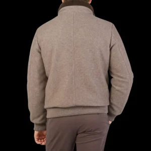 Fedeli Coats & Jackets | Taupe Brown Cashmere Bruno Bomber Jacket