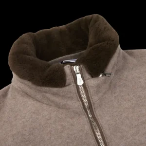 Fedeli Coats & Jackets | Taupe Brown Cashmere Bruno Bomber Jacket