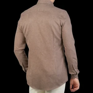 Stenströms Shirts | Taupe Brown Cotton Flannel Slimline Bd Shirt