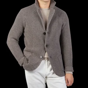 Maurizio Baldassari Knitwear | Taupe Brown Zegna Baruffa Wool Brenta Jacket