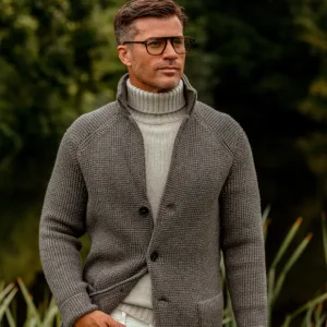 Maurizio Baldassari Knitwear | Taupe Brown Zegna Baruffa Wool Brenta Jacket