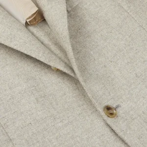 De Petrillo Blazers | Taupe Grey Herringbone Wool Posillipo Blazer