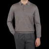 Fedeli Polo Shirts | Taupe Grey Super 140S Wool Polo Shirt