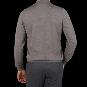 Fedeli Shirts | Taupe Grey Super 140S Wool Polo Shirt