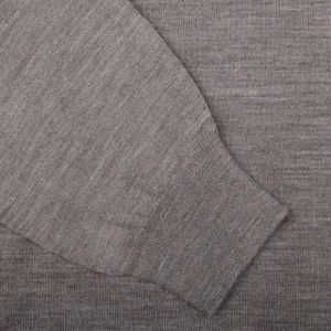 Fedeli Polo Shirts | Taupe Grey Super 140S Wool Polo Shirt