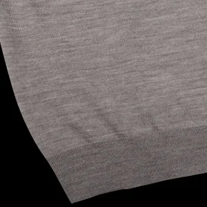 Fedeli Shirts | Taupe Grey Super 140S Wool Polo Shirt