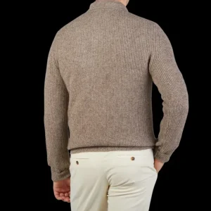 Altea Knitwear | Taupe Melange Wool Cashmere Ls Polo