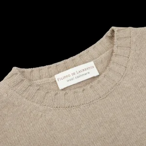 Filippo de Laurentiis Knitwear | Taupe Wool Cashmere Crewneck Sweater