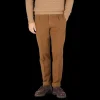 Incotex Trousers | Tobacco Brown Cotton Tapered Fit Chinos