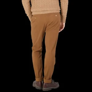 Incotex Trousers | Tobacco Brown Cotton Tapered Fit Chinos