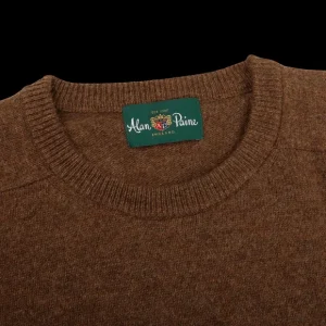 Alan Paine Sweaters | Tobacco Brown Lambswool Crew Neck