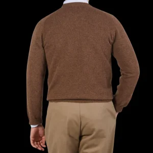 Alan Paine Sweaters | Tobacco Brown Lambswool Crew Neck