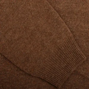 Alan Paine Sweaters | Tobacco Brown Lambswool Crew Neck