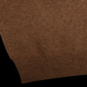 Alan Paine Sweaters | Tobacco Brown Lambswool Crew Neck