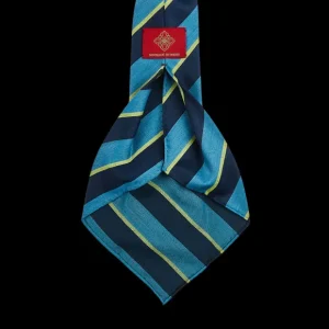 Dreaming Of Monday Ties | Turquoise Regimental 7-Fold Wool Tie