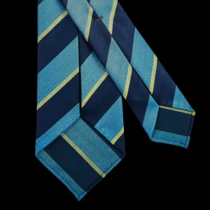 Dreaming Of Monday Ties | Turquoise Regimental 7-Fold Wool Tie