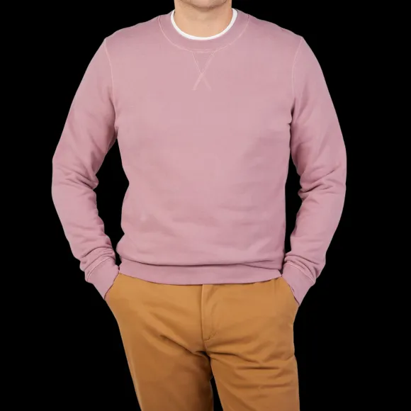Sunspel Sweaters | Vintage Pink Cotton Loopback Sweatshirt